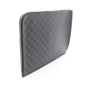 Louis Vuitton Poche Document Damier Graphite Black Clutch Bag Canvas